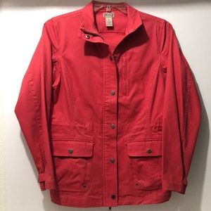 Duluth Military Jacket Women M Solid Cotton Stretch Zip Snap Closure Red NWOT
